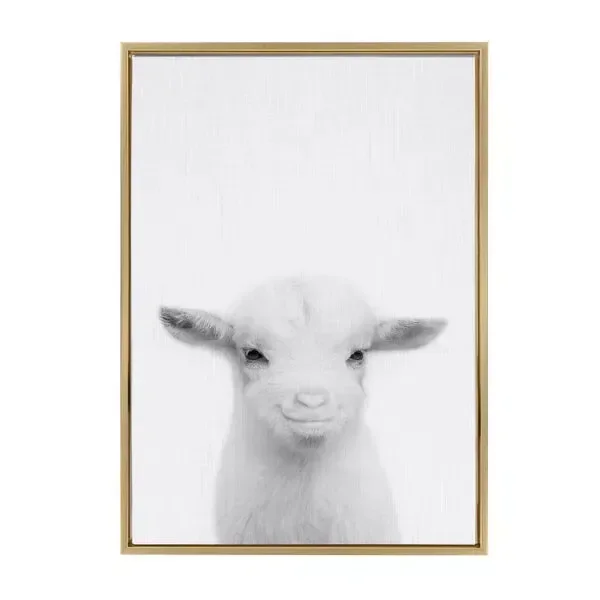 Sylvie Baby Goat Framed Canvas by Simon Te Tai