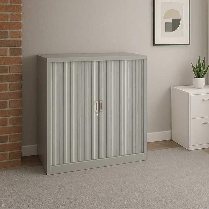 Tambour Open Steel Cupboards – Grey – H1050mm