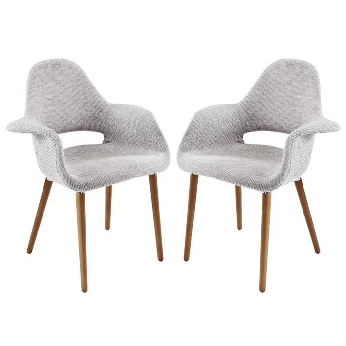 Taupe Dining Armchair Set of 2 in Light Gray
