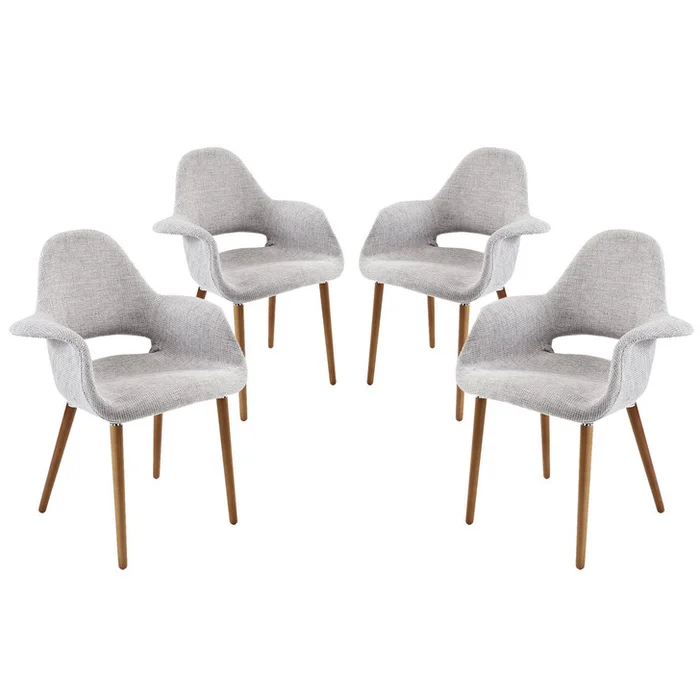 Taupe Dining Armchair Set of 4 in Light Gray