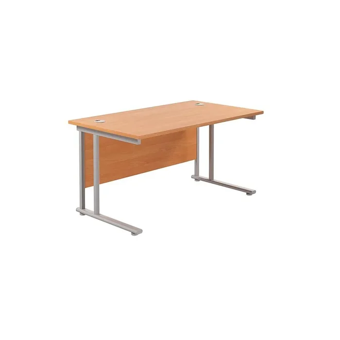 TC Office Twin Upright 800mm Deep Rectangular Desk – Beech