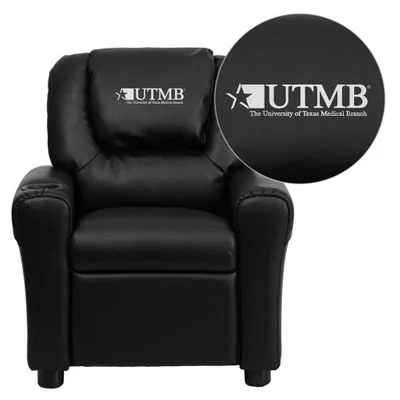 Texas Medical Branch Galveston Black Vinyl Kids Recliner – DG-ULT-KID-BK-41106-EMB-GG