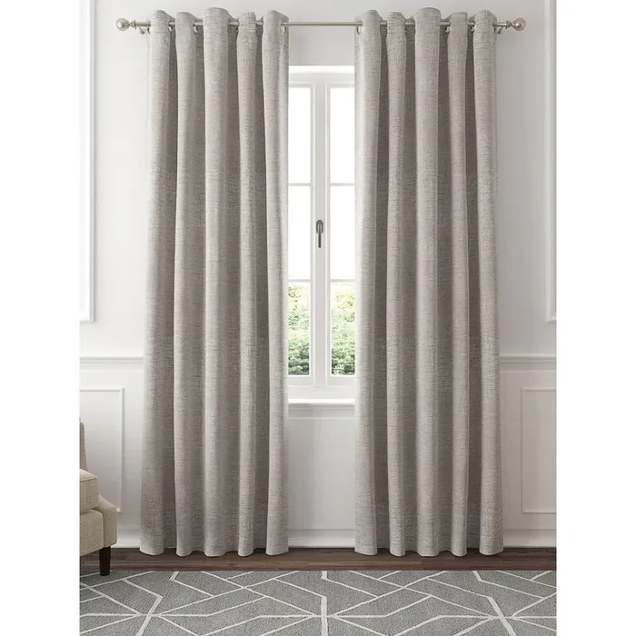 Textured Jacquard Woven Blackout Thermal Grommet Curtain Panels (Set of 2) B34-DS507