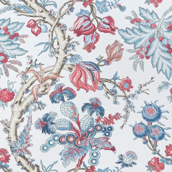 Thibaut F910845 CHATELAIN Blue and Red Fabric