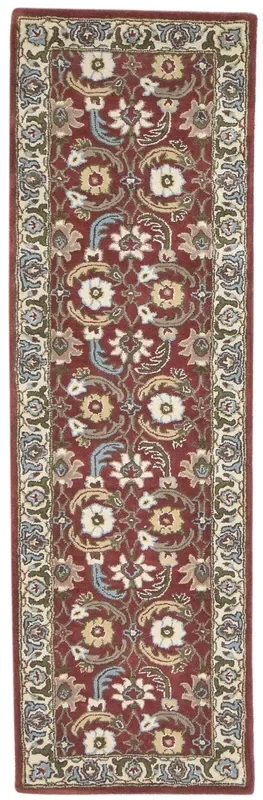 Tildi Red Wool Rug 2′ X 8′ Persian Hand Tufted Kashan Oriental Runner