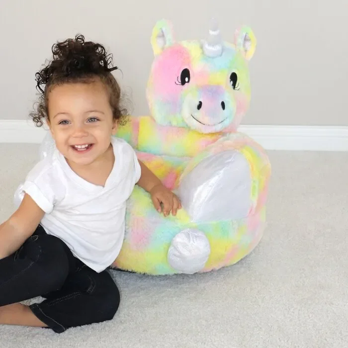 Tintah Children’s Plush Rainbow Unicorn Character Faux Fur Chair EE958