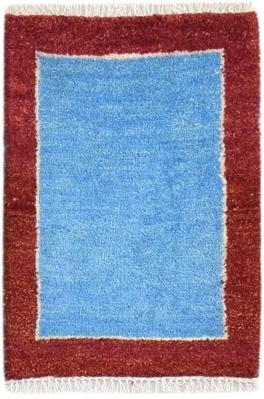 Tiphanie 100% Wool Blue Rug 1′ X 2′ Tribal Hand Knotted Gabbeh Southwestern