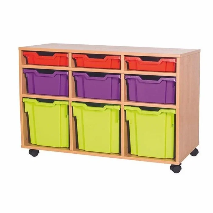 Triple Column 3 x Shallow 3 x Deep 3 x Jumbo Tray Mobile Storage Unit