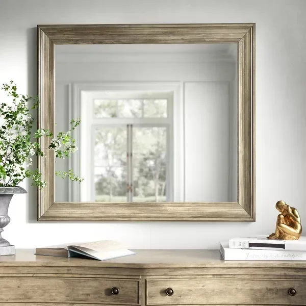 Troutt Traditional Rectangular Beveled Distressed Dresser Mirror