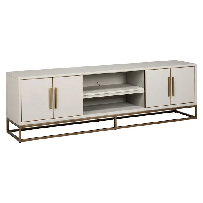 TV cabinet Whitebone brass 4-doors 200 (Verona Grey)- Richmond Interiors – Please message to discuss pricing & availability before purchase