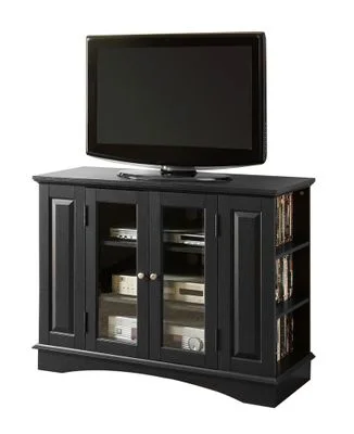 TV Stand – 42 Inch Bedroom TV Console with Side Media Storage in Black – WQ42BC1BL
