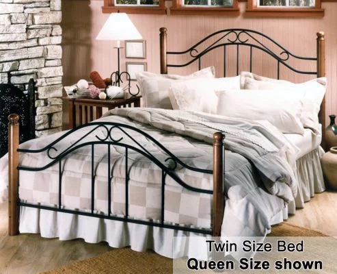 Twin Size Bed – Winsloh Twin Size Metal Bed with Wood Posts