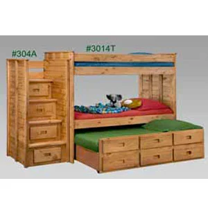 Twin/Twin Bunk Bed With Staircase And Drawers 3014T/304A(PC)