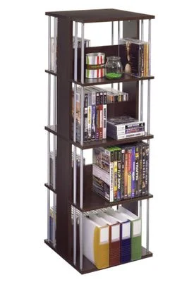 Typhoon 216 CD or 144 DVD or Blu-Ray or Games Spinner in Wood Look Espresso with Silver Finished Steel Rods – Atlantic – 82635716