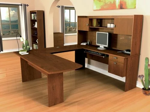 U-Shaped Computer Work Station in Tuscany Brown – Omega – Bestar Office Furniture – 52418-63
