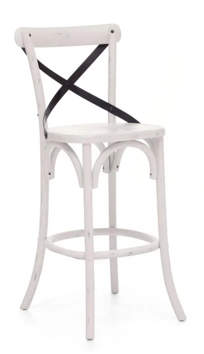 Union Square Bar Stool Chair, White Metal Wood