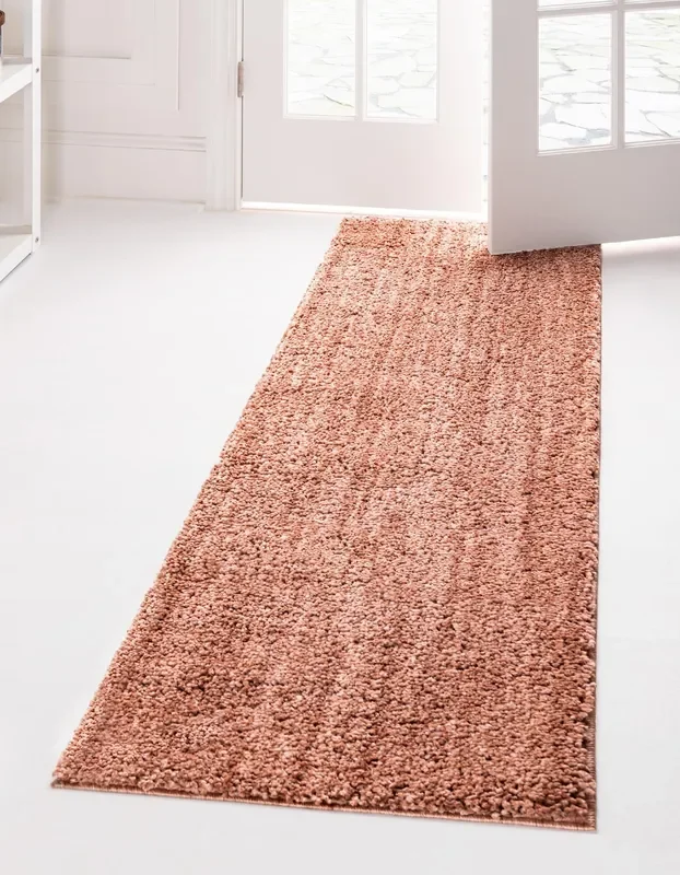 Unique Loom Jill Zarin Shaggy Chic Shaggy Grapefruit Pink Rug
