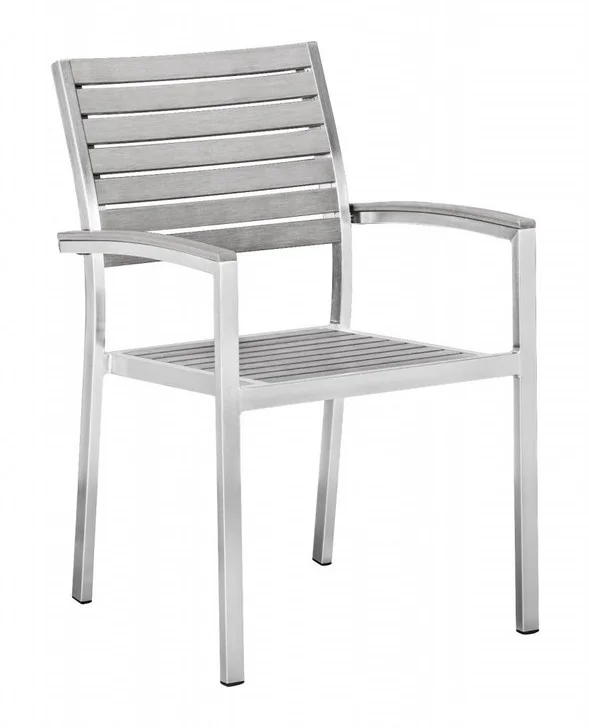Urban Dining Arm Chair, Gray Aluminum Frame (set of two)