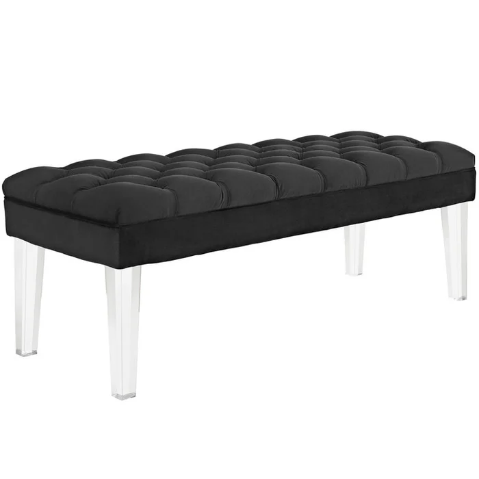 Valet Velvet Bench, Black, Fabric 11464