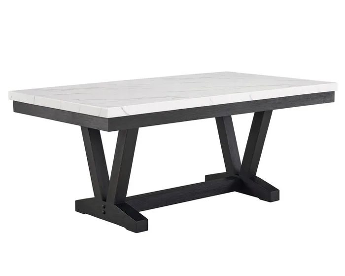 Vance – Faux Marble Dining Table – Charcoal & White