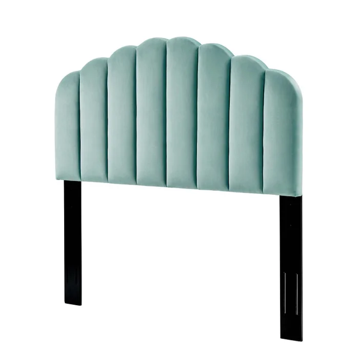 Veronique Twin Performance Velvet Headboard, Velvet, Blue, 21518