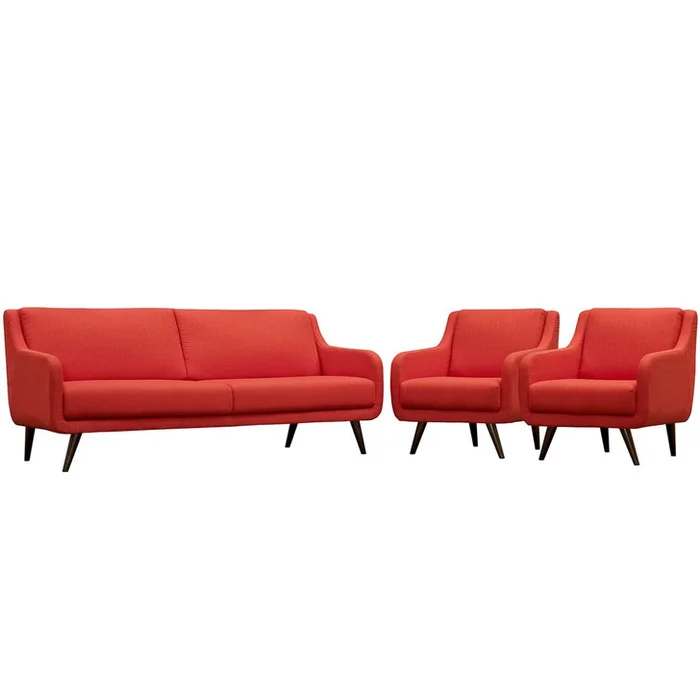 Verve Living Room Set Set of 3, Red, Fabric 11402