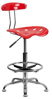 Vibrant Cherry Tomato & Chrome Drafting Stool – LF-215-CHERRYTOMATO-GG