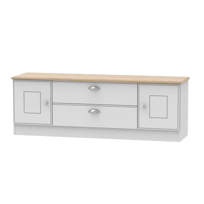 Victoria 2 Door 2 Drawer Wide TV Unit with Oak Top