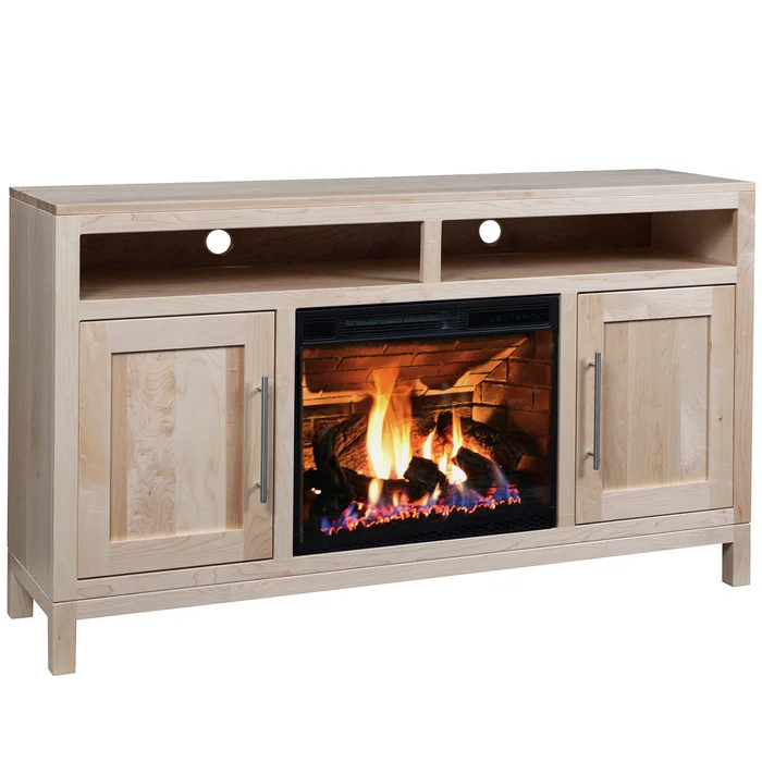 Vienna Modern Solid Wood TV Stand with Fireplace