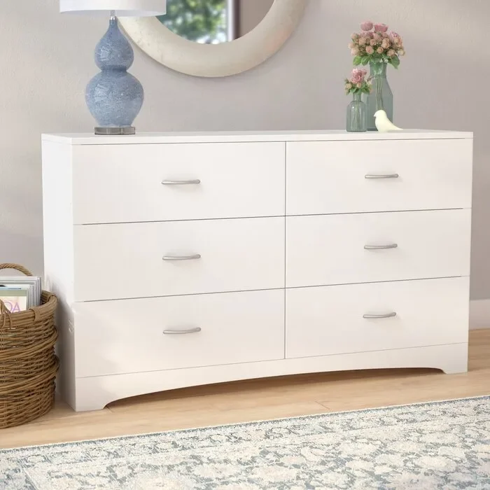 Vintage White Poulson 6 Drawer Chest K7456
