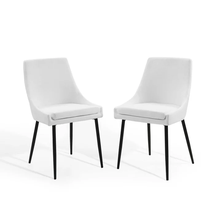 Viscount Upholstered Fabric Dining Chairs – Set of 2, Fabric, Metal Steel, Black White, 18533