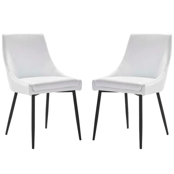 Viscount Vegan Leather Dining Chairs – Set of 2, Faux Vegan Leather, Black White, 20638
