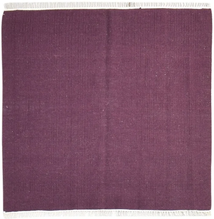 Viviana Wool Wine Rug 4′ X 4′ Modern Dhurrie Scandinavian Solid