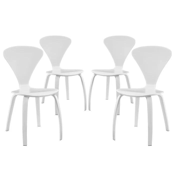 Vortex Dining Chairs (Set of Four), White, Wood