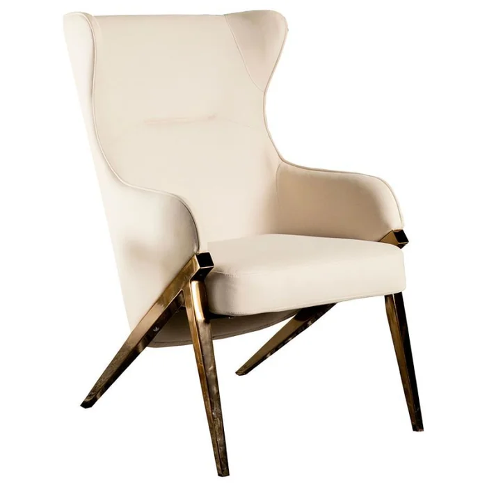 Walker – Upholstered High Wingback Accent Chair – Cream