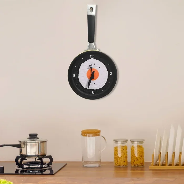 Wall Clock With Fried Egg Pan Design 18.8 Cm