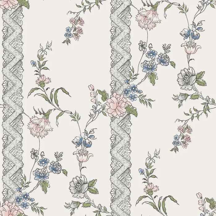 Wall Vision 2827-4507 Slottsteatern Multicolor Floral Stripe Wallpaper