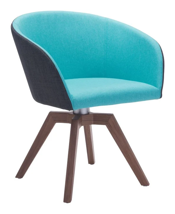 Wander Swivel Dining Chair ( Set of 2 ), Blue, Fabric