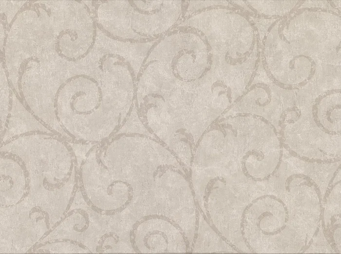 Warner Textures 2830-2737 Sansa Khaki Plaster Scroll Wallpaper