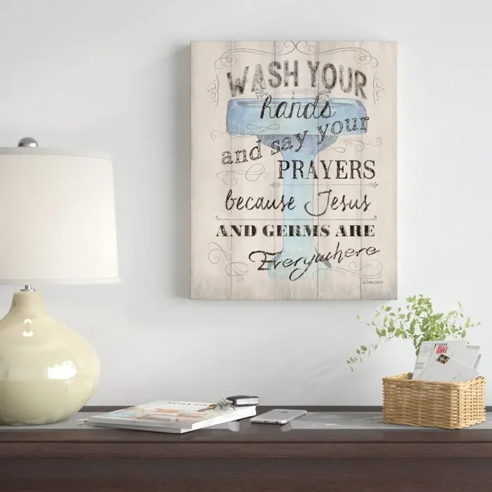 Wash Your Hand – Wrapped Canvas Textual Art KB2376-A6-B3-P1