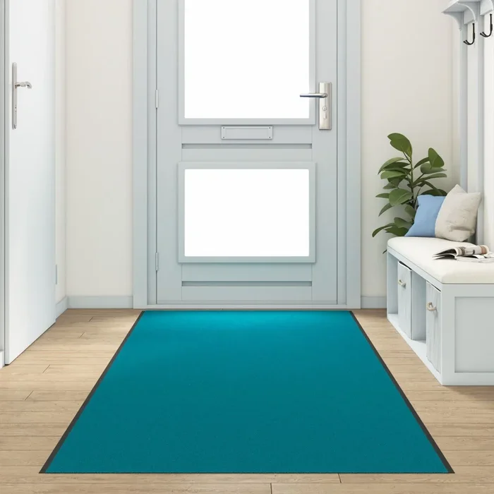 Washable Doormat In Cyan, 120X400 Cm