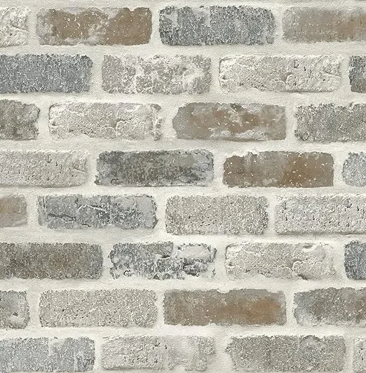 Washed Faux Brick Peel and Stick Wallpaper