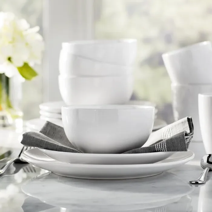 Wayfair Basics 12 Piece Dinnerware Set, White (#K3771)