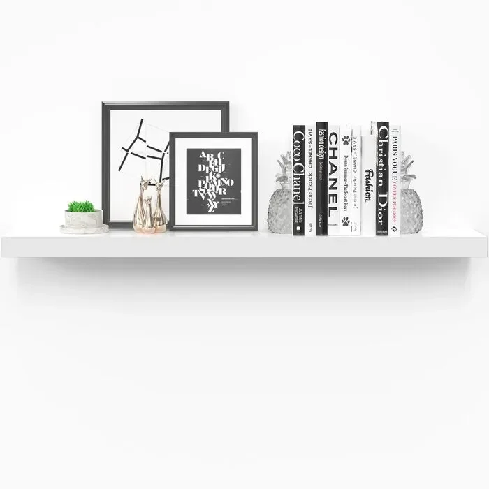 White Miami Floating Shelf with Invisible Wall Mount Bracket