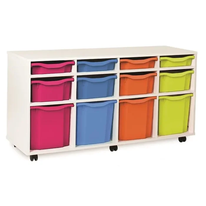 White Mobile Tray Storage Unit 12 x Mixed Trays