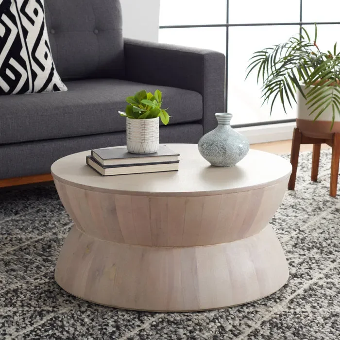 White Wash Champlain Drum Coffee Table