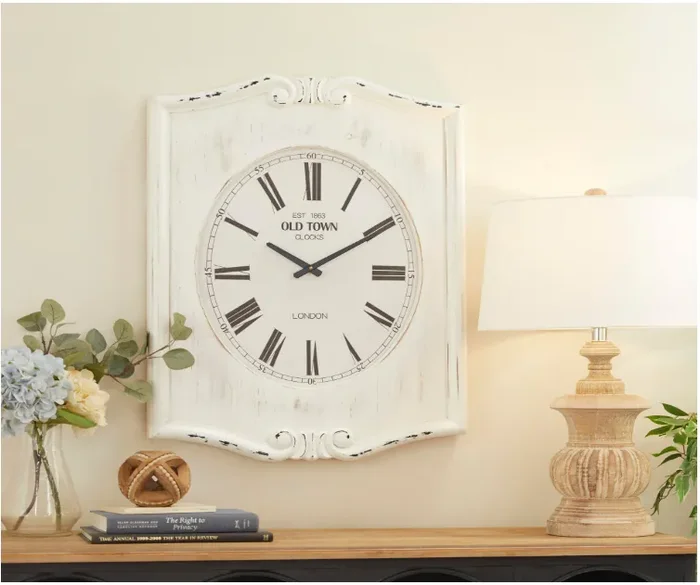 White Wood Farmhouse Wall Clock