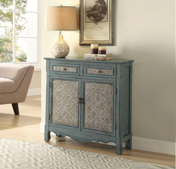 Winchell – Accent Table – Antique Blue – 35″