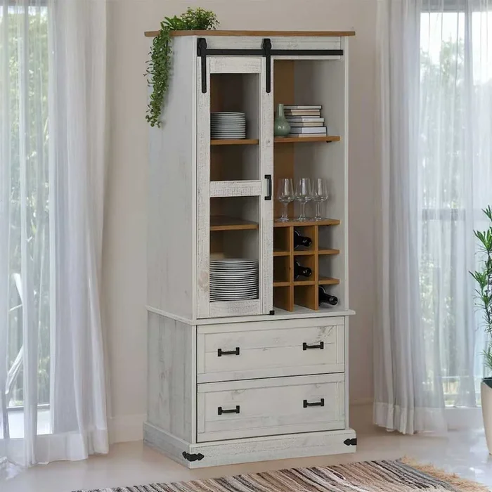 Wine Cabinet Halden With Wine Racks And Sliding Door Pine