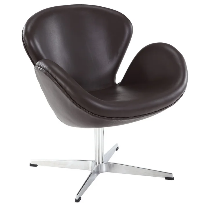 Wing Leather Lounge Chair in Brown